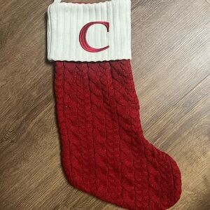 Red Cable Knit Christmas Stocking